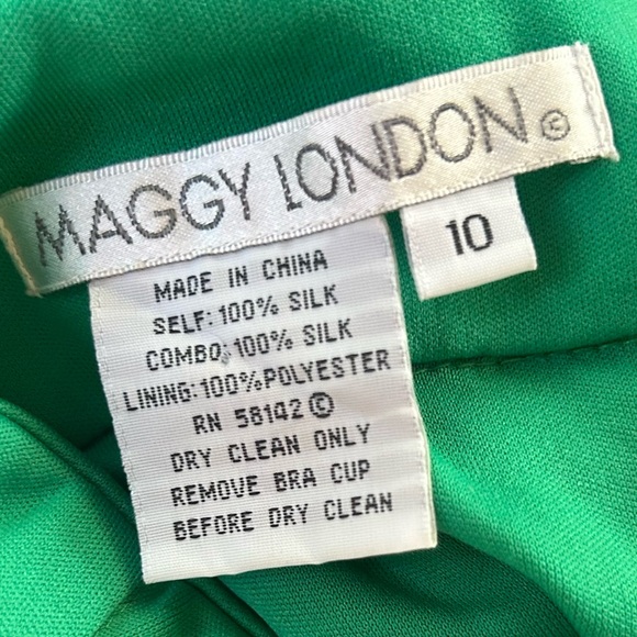 Y2K MAGGY LONDON Babydoll Silk Chiffon Satin Halter Dress Coquette Glam Size 10 - Picture 2 of 15